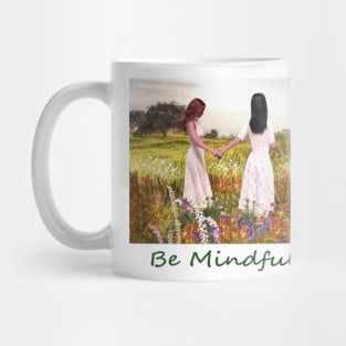 Two women girls walking on hill peace relax, zen, yoga, buddhism Mug